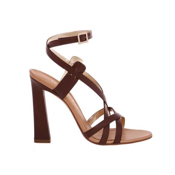 New DSQUARED2 Women Shoes US 8 Brown Leather Ankle Strap Stiletto Heel Sandals - Picture 5 of 14